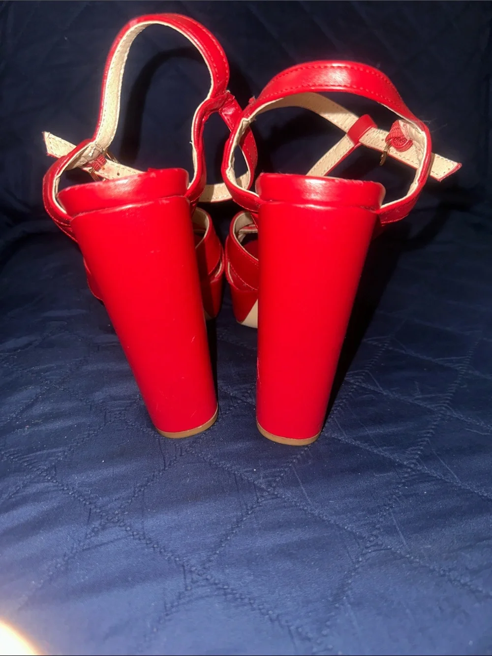 Red Platform Knot Strap Heels - OLIVIA